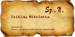 Sziklay Nikoletta névjegykártya